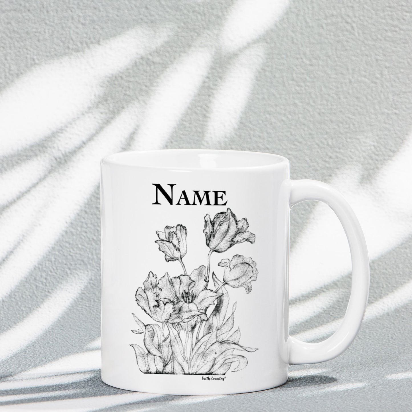 Heirloom Blooms Personalized Vintage Country Ceramic Mug | American Heritage Collection | Custom Farmhouse Coffee Cup 11oz