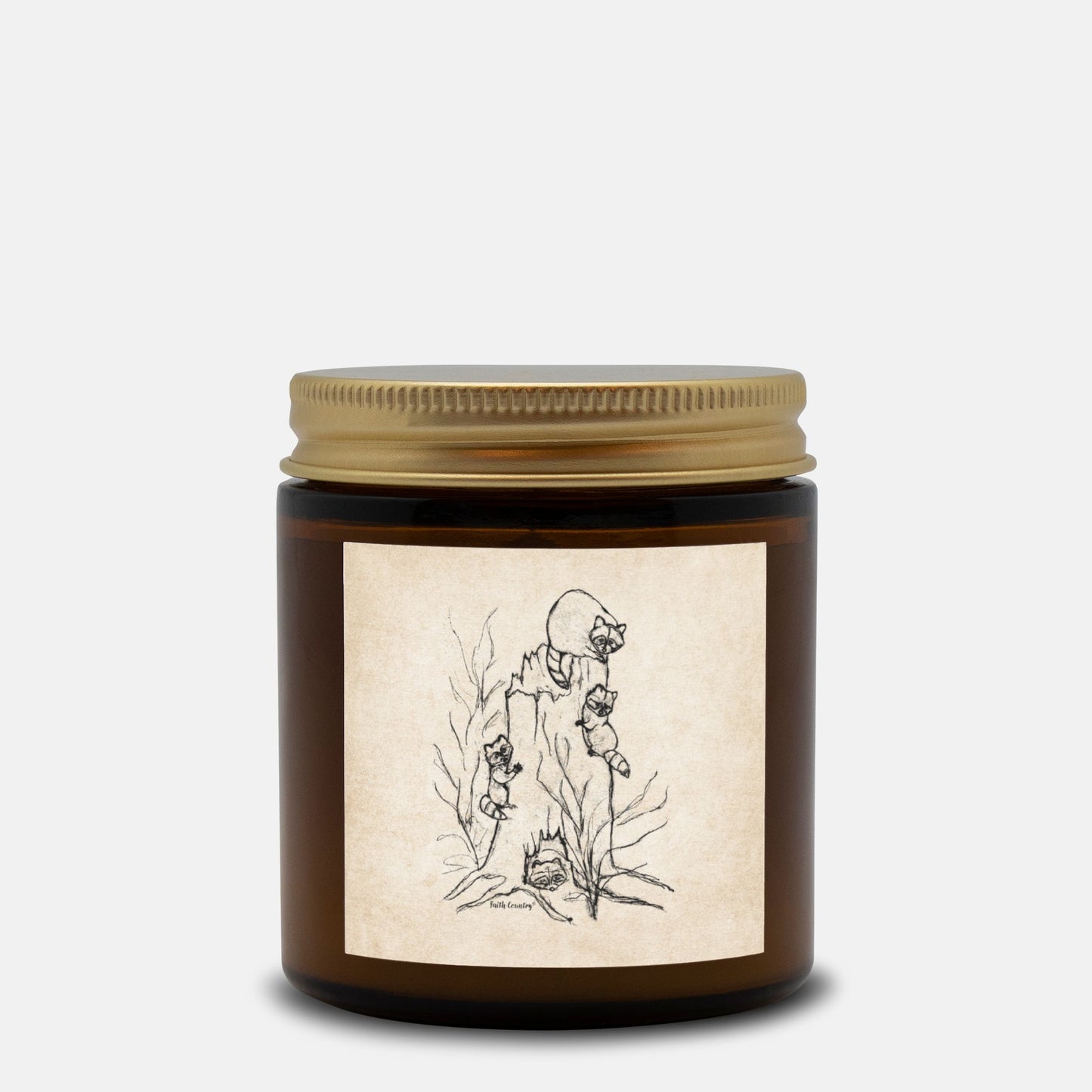 Woodland Raccoons Vintage Country Hand-Poured Candle | American Heritage Collection | Coconut Soy Wax 4oz