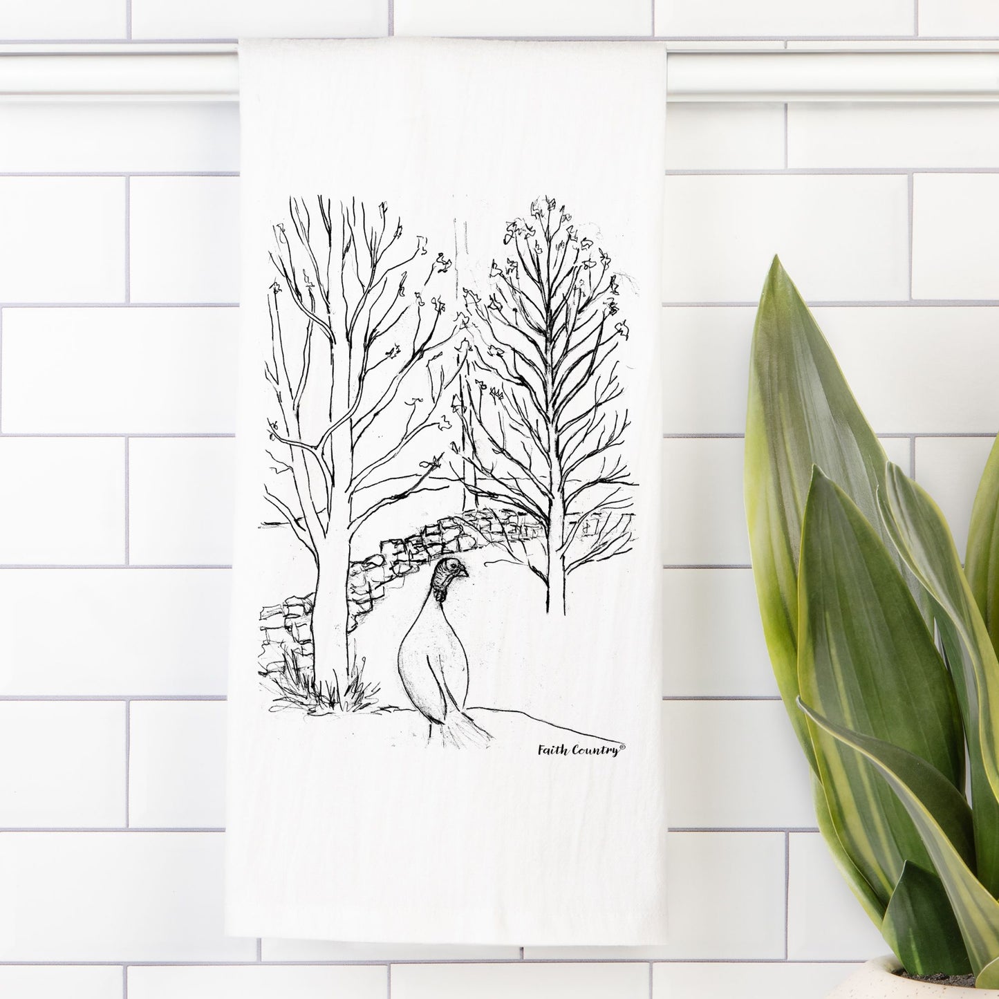 Wild Turkey Tea Towel - Farmhouse Kitchen Cotton Towel – Sketch Only