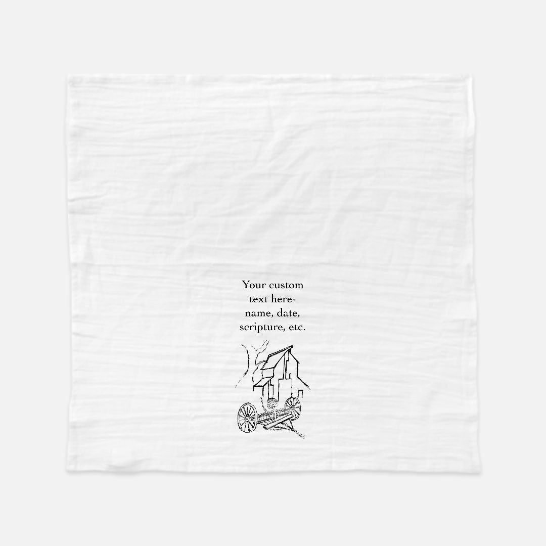 Homestead Barn Tea Towel - Personalized Farmhouse Kitchen Towel with Custom Print Text