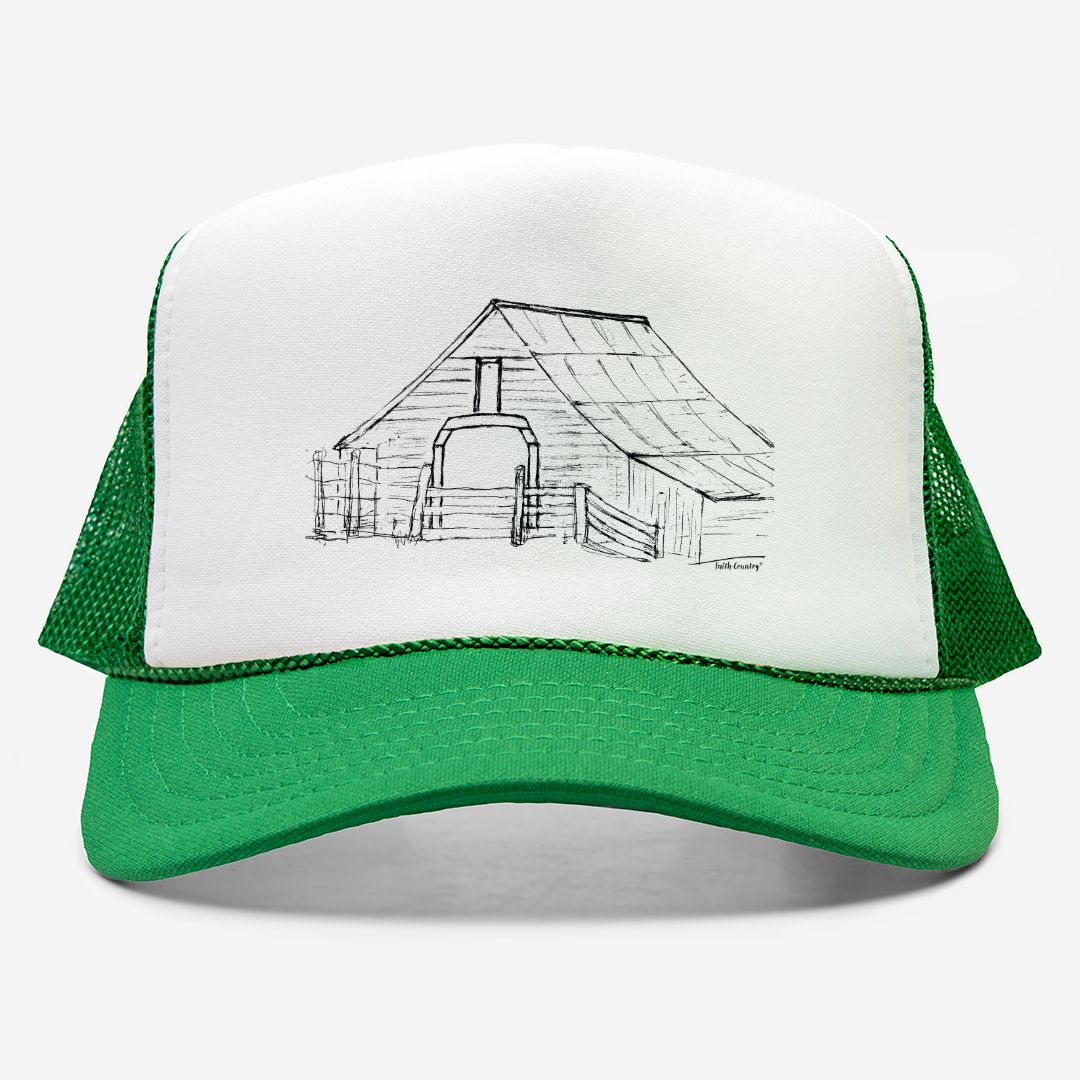 Harvest Barn Trucker Hat - American Heritage Farm Sketch Cap