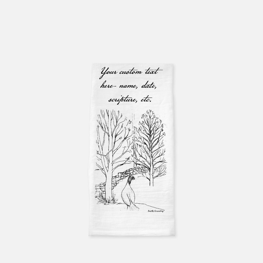 Wild Turkey Tea Towel - Personalized Farmhouse Kitchen Towel with Custom Script Text
