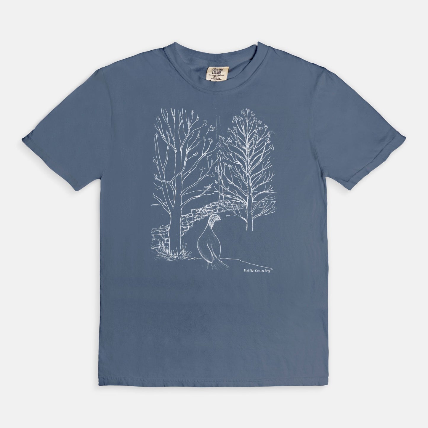 Wild Turkey White Sketch Vintage Country Comfort Colors® T-Shirt | American Heritage Collection