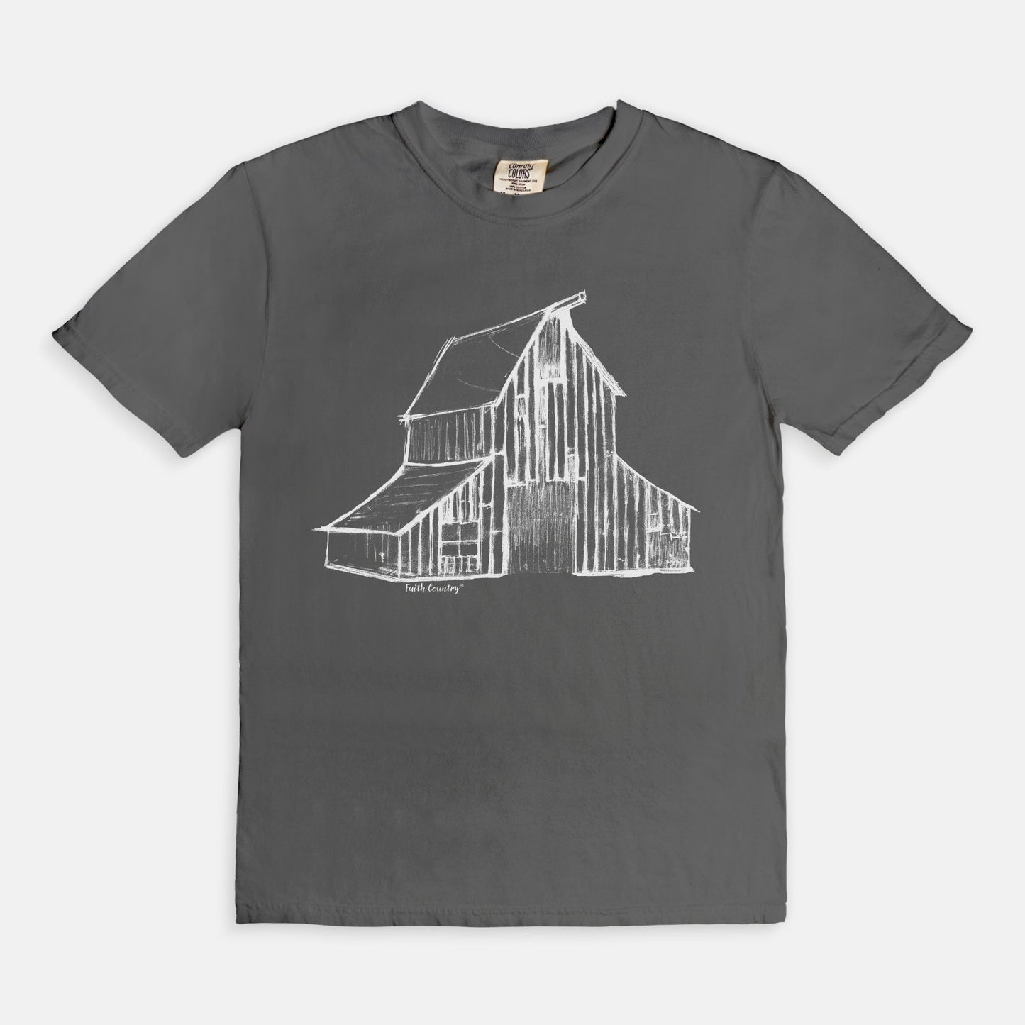 Heritage Barn White Sketch Vintage Country Comfort Colors® T-Shirt | American Heritage Collection