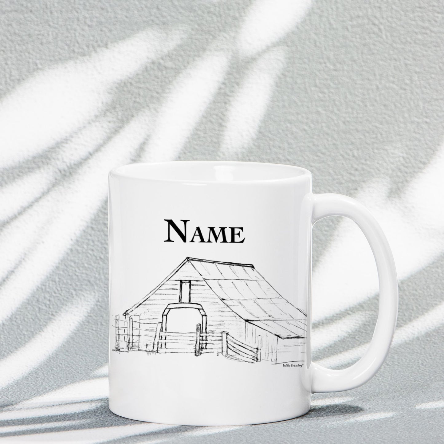 Harvest Barn Personalized Vintage Country Ceramic Mug | American Heritage Collection | Custom Farmhouse Coffee Cup 11oz