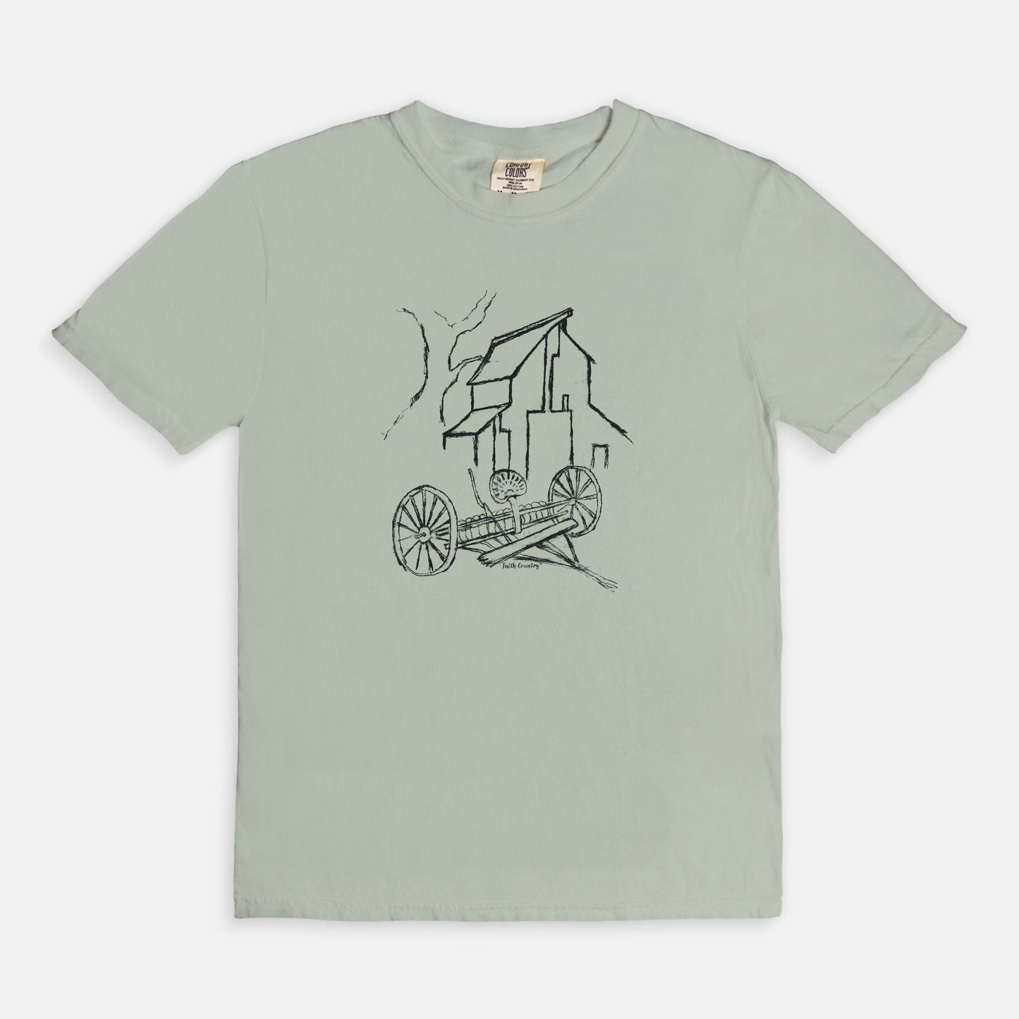 Homestead Barn Black Sketch Vintage Country Comfort Colors® T-Shirt | American Heritage Collection