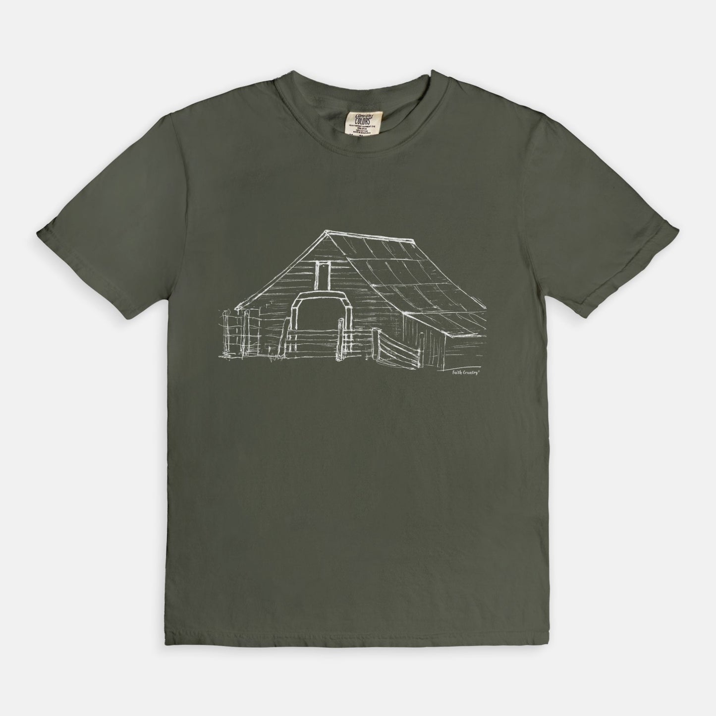 Harvest Barn White Sketch Vintage Country Comfort Colors® T-Shirt | American Heritage Collection