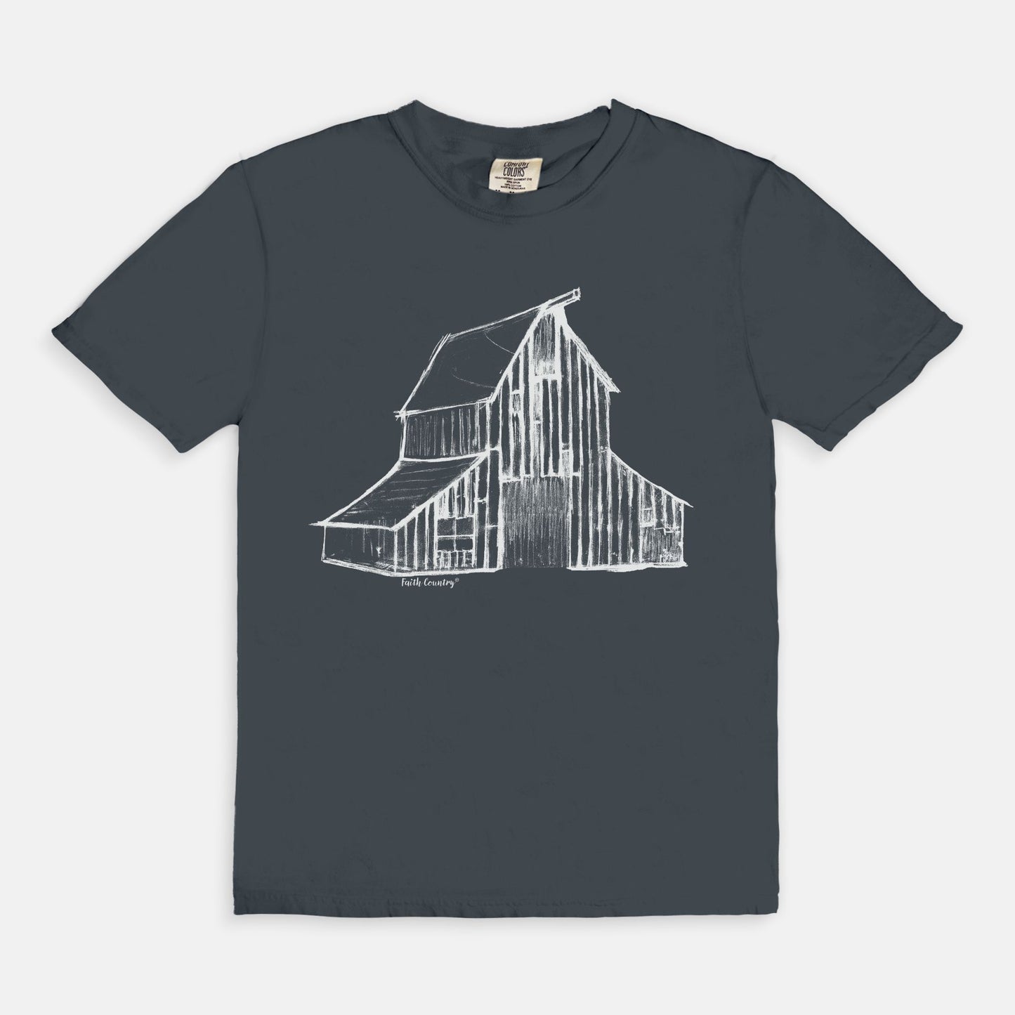 Heritage Barn White Sketch Vintage Country Comfort Colors® T-Shirt | American Heritage Collection