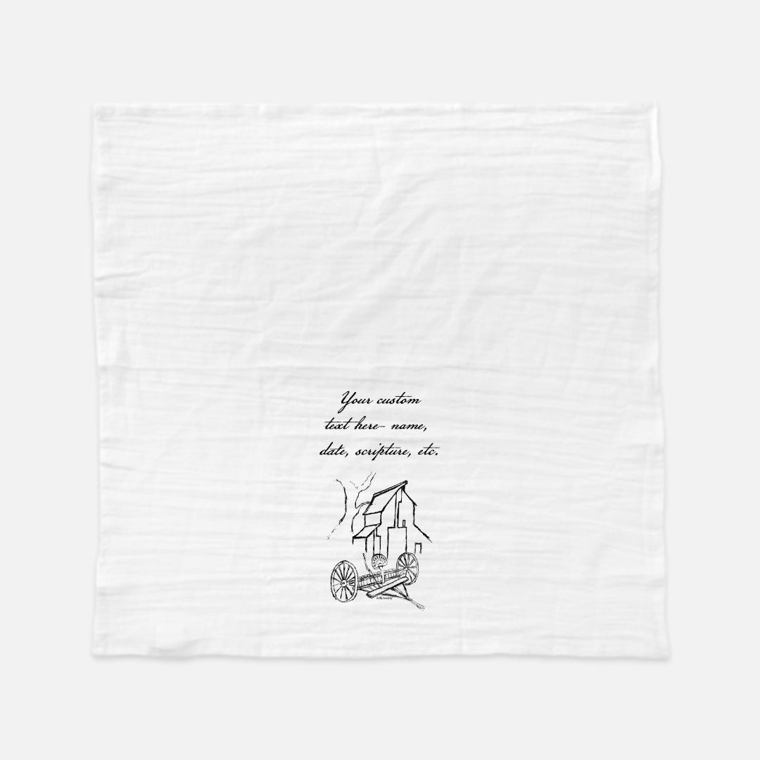 Homestead Barn Tea Towel - Personalized Farmhouse Kitchen Towel with Custom Script Text