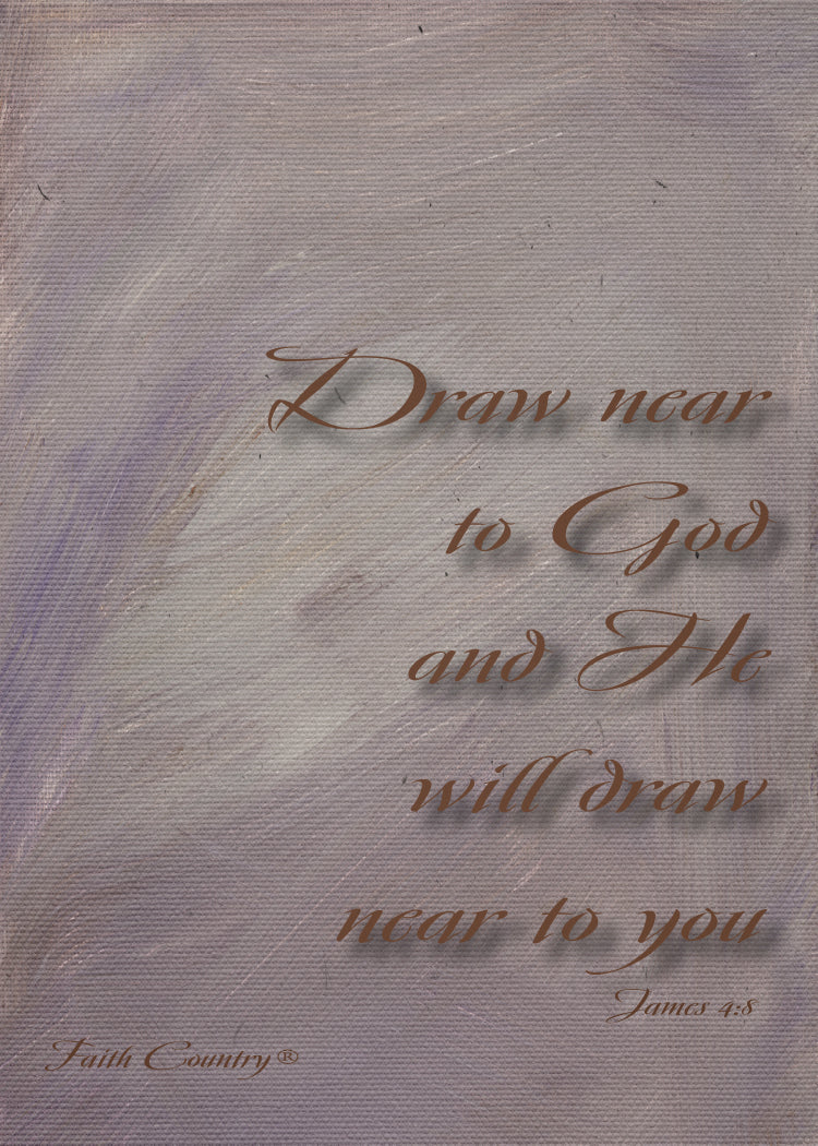 James 4:8 Scripture Printable, Draw Near to God Bible Verse Art, Christian Wall Decor, Lavender Abstract Painting