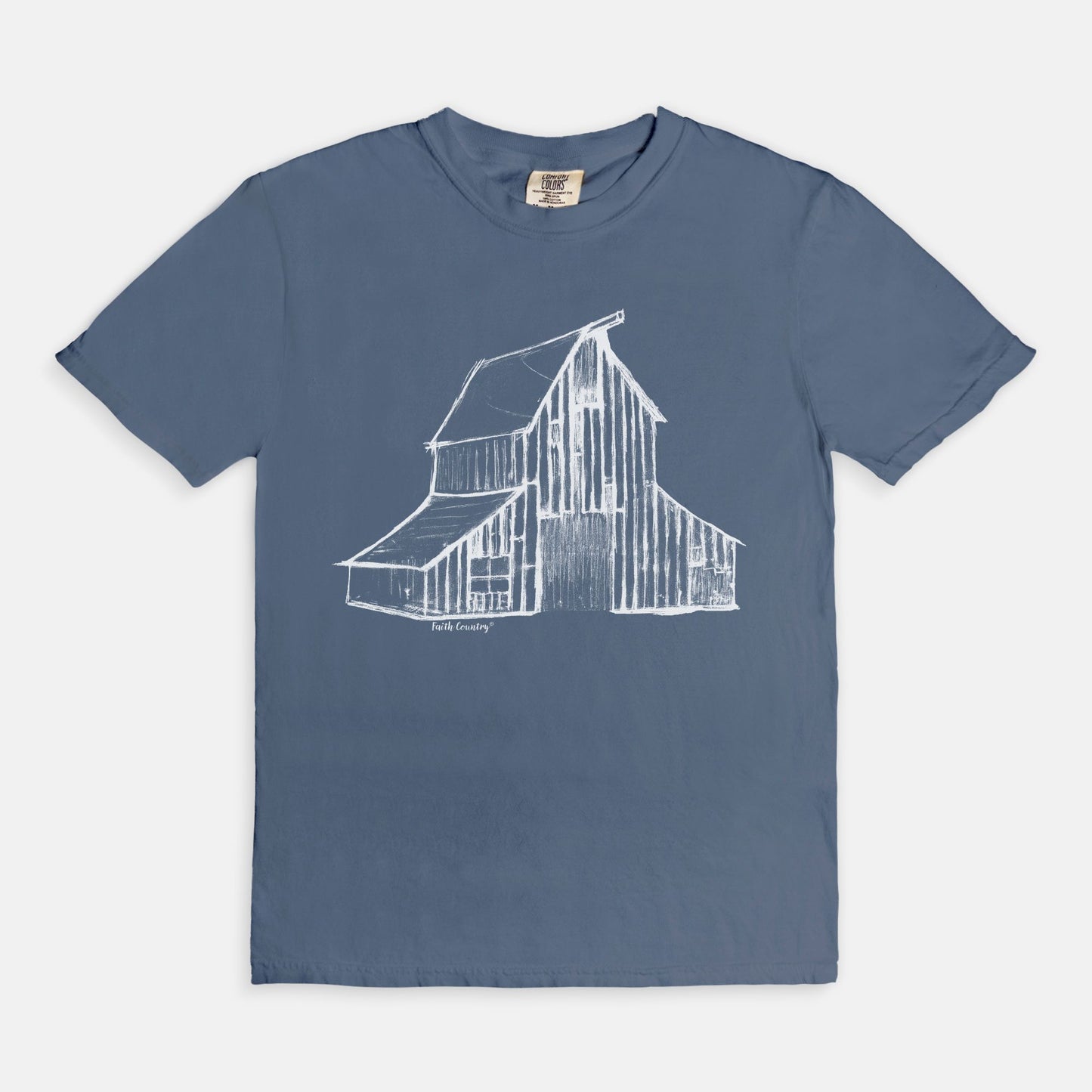 Heritage Barn White Sketch Vintage Country Comfort Colors® T-Shirt | American Heritage Collection