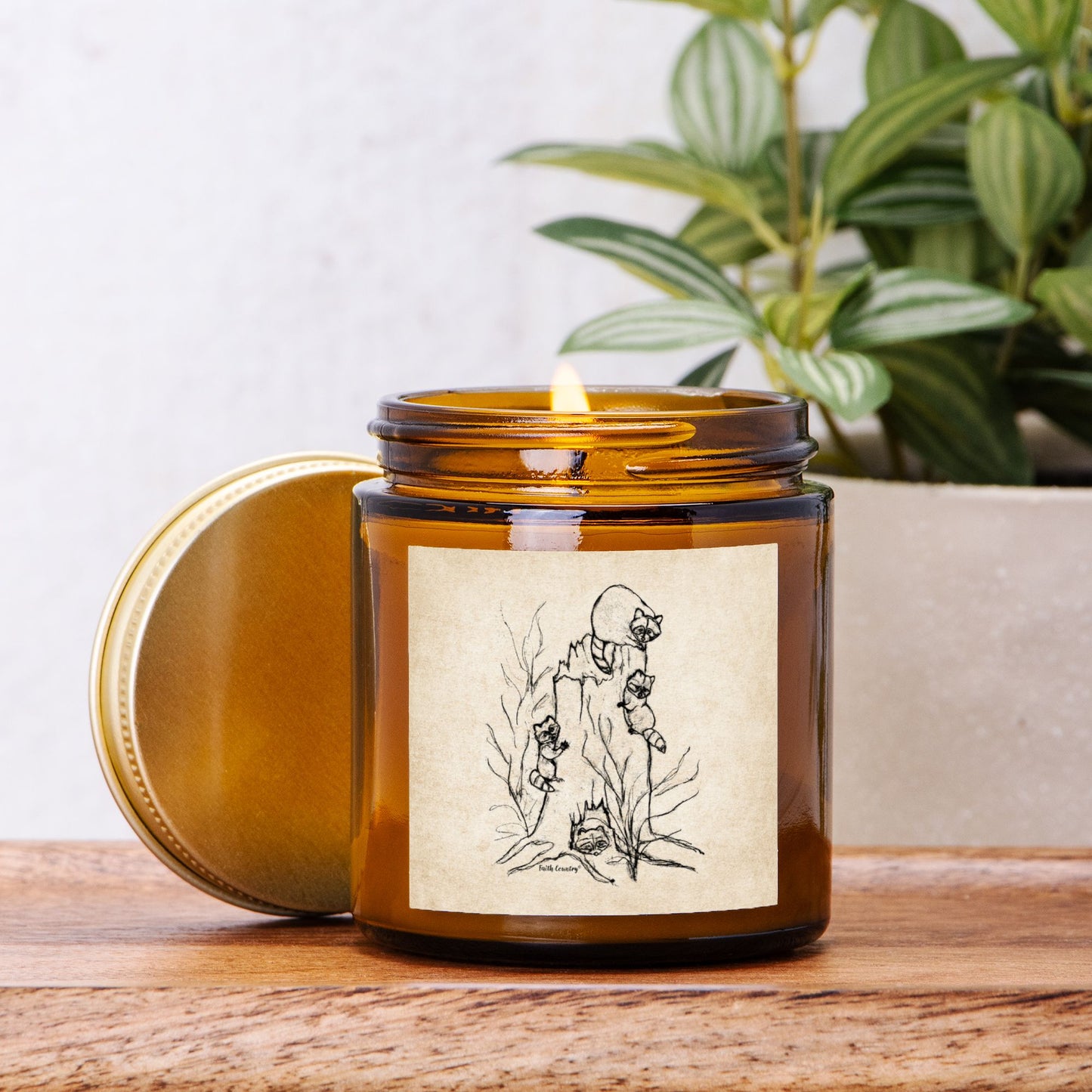 Woodland Raccoons Vintage Country Hand-Poured Candle | American Heritage Collection | Coconut Soy Wax 4oz