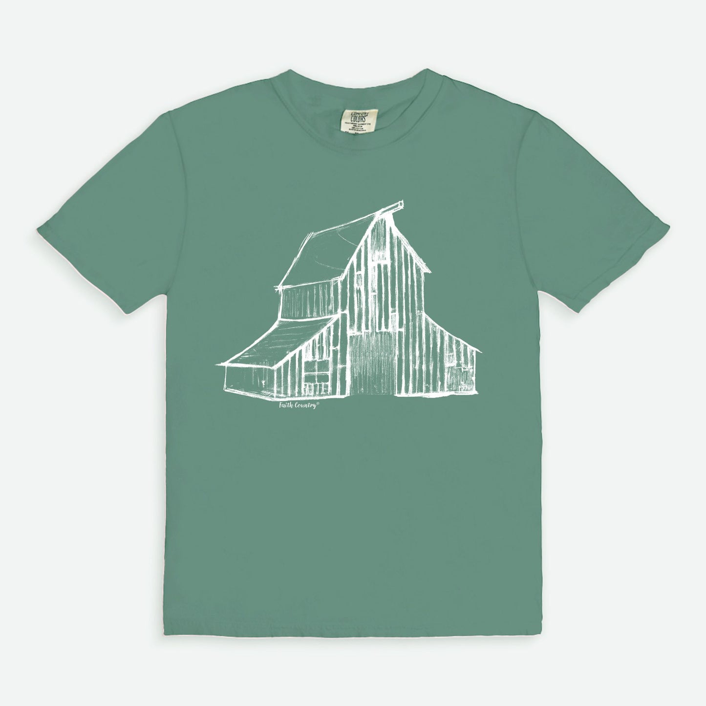 Heritage Barn White Sketch Vintage Country Comfort Colors® T-Shirt | American Heritage Collection