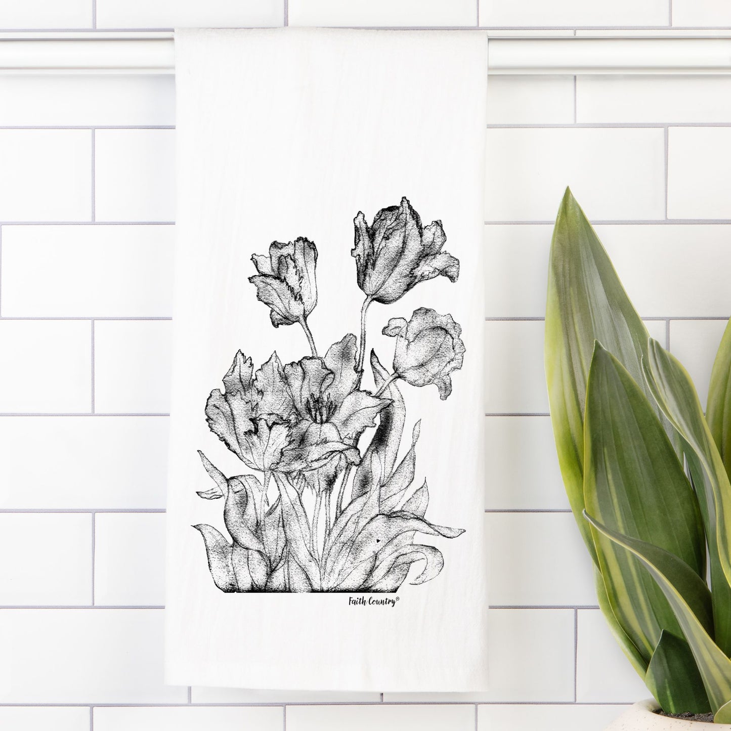 Heirloom Blooms Tea Towel - Farmhouse Kitchen Cotton Towel – Sketch Only