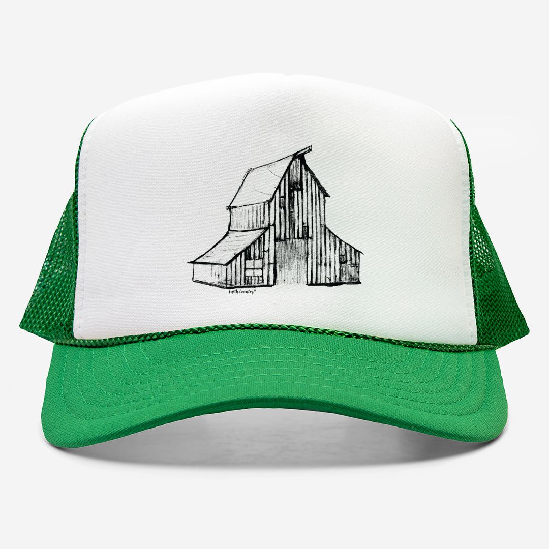 Heritage Barn Trucker Hat - American Heritage Farm Sketch Cap
