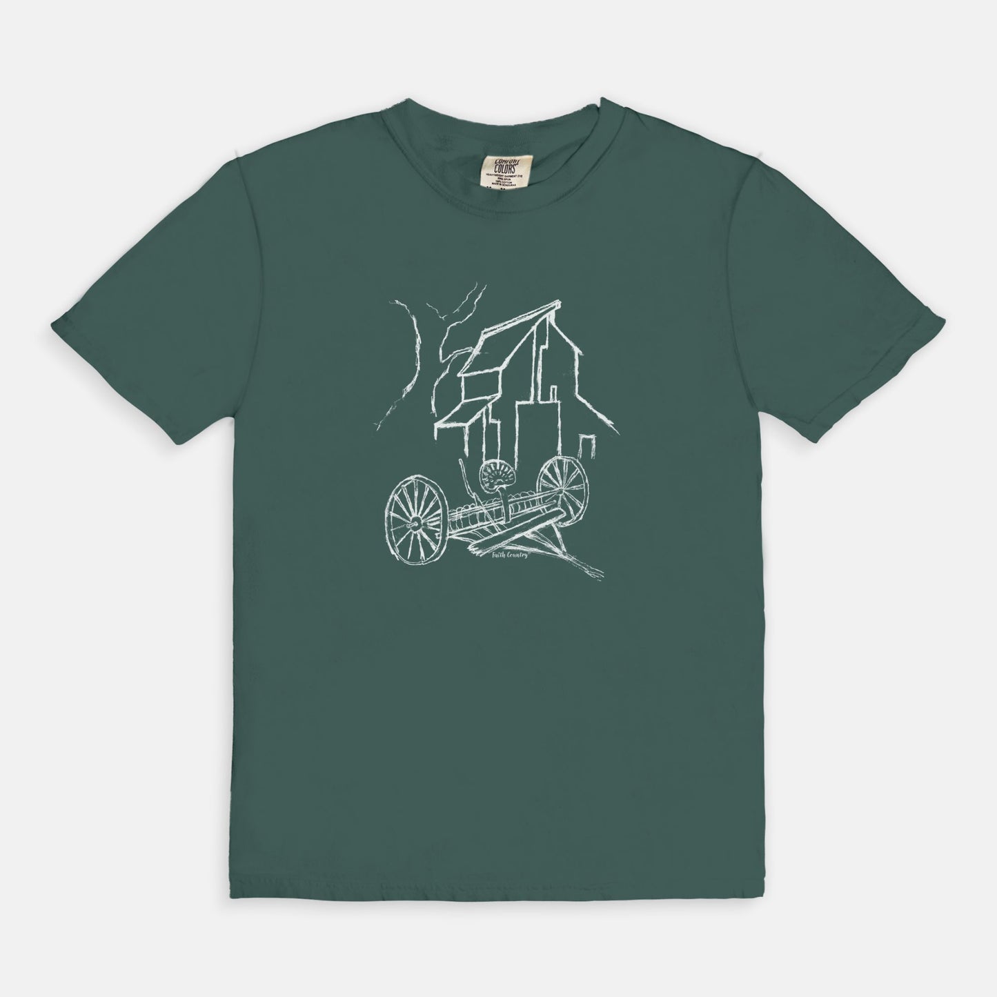 Homestead Barn White Sketch Vintage Country Comfort Colors® T-Shirt | American Heritage Collection