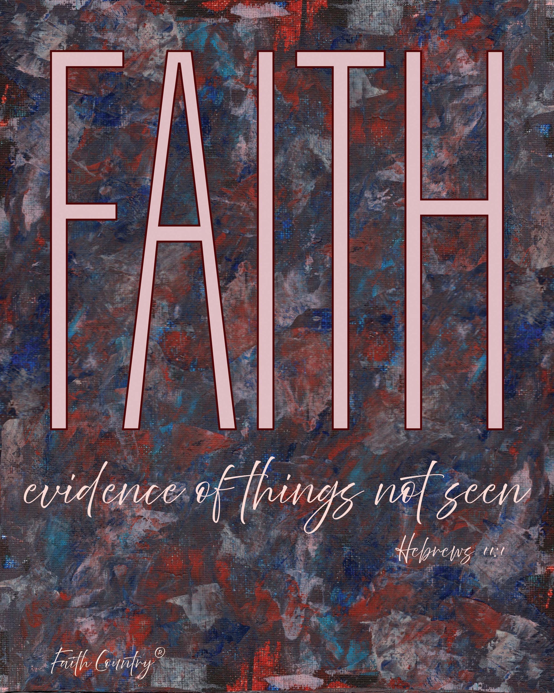 Close-up of canvas edge texture on Faith wall art