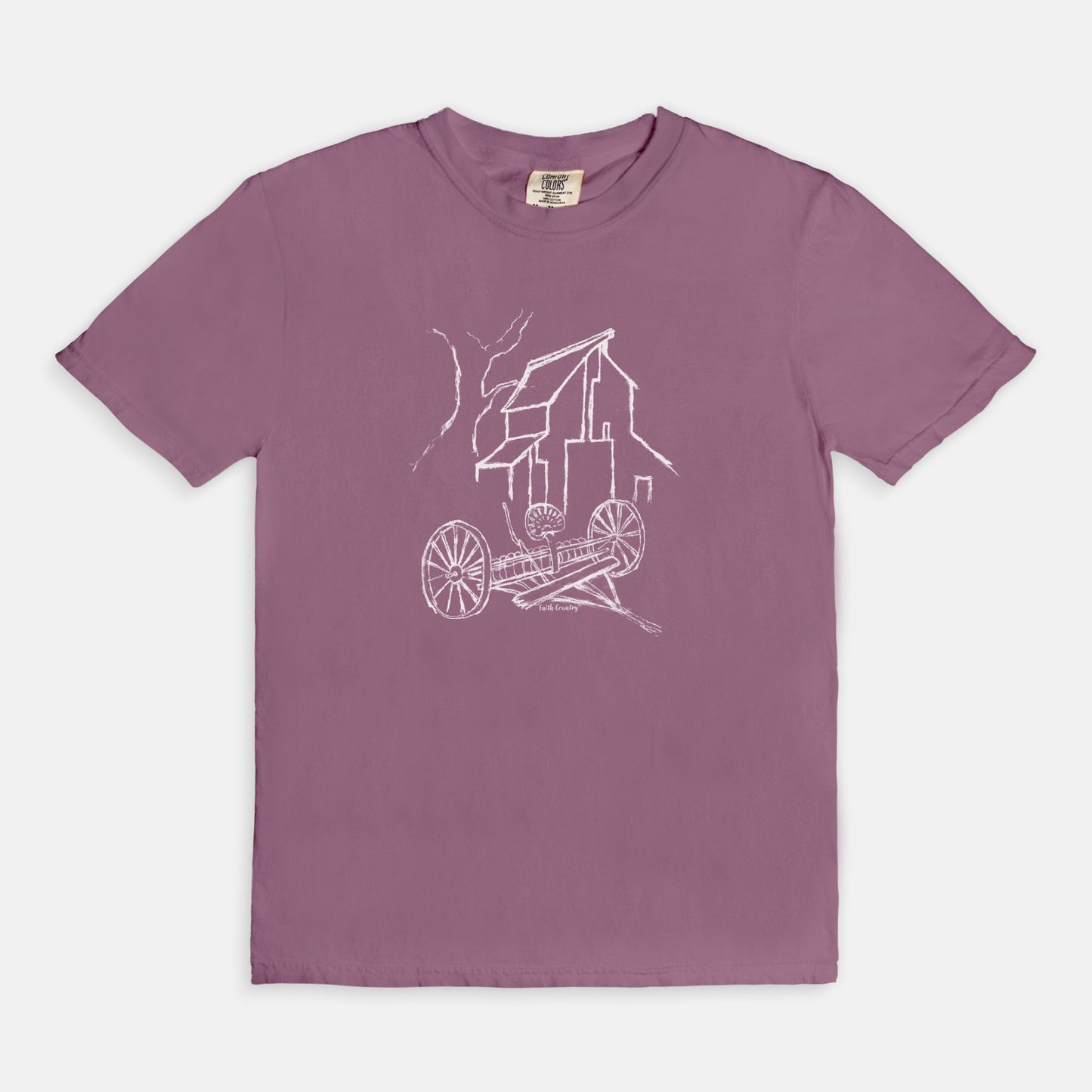 Homestead Barn White Sketch Vintage Country Comfort Colors® T-Shirt | American Heritage Collection