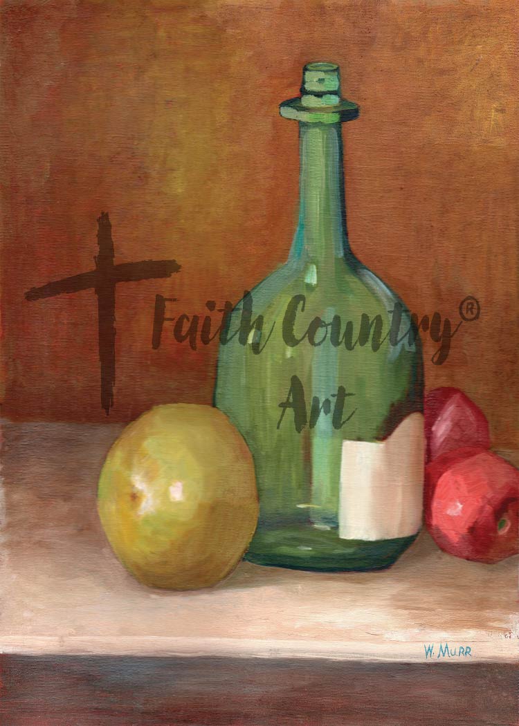 Vintage Green Bottle Still Life Digital Download, Rustic Farmhouse Kitchen Art Printable, Country Wall Decor