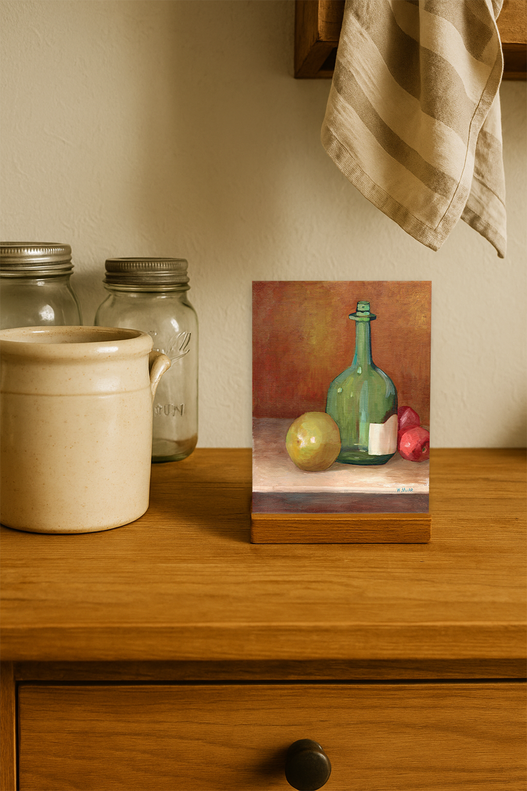 Green Jar – Vintage Still Life Painting Art Card