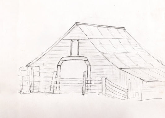 Rustic Barn Sketch Printable, Vintage Farm Drawing, Country Line Art Wall Decor, Heritage Farmhouse Art Print
