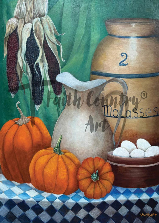Vintage Autumn Still Life Digital Download, Rustic Farmhouse Pumpkin Art, Country Harvest Printable Decor
