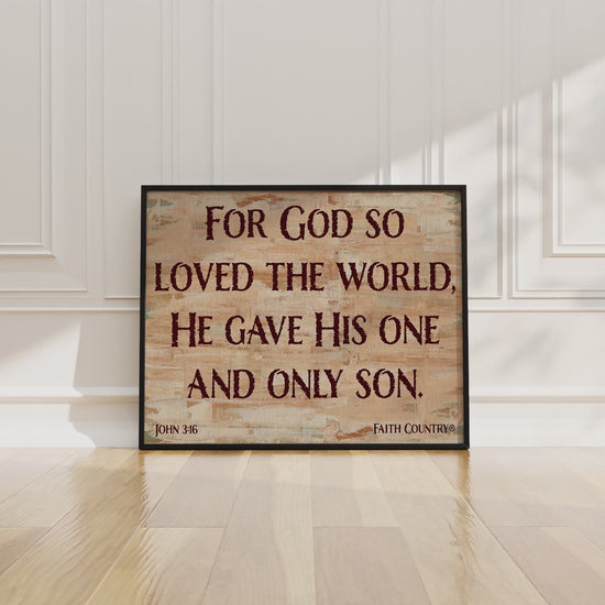 Video showcasing John 3:16 scripture wall art in detail