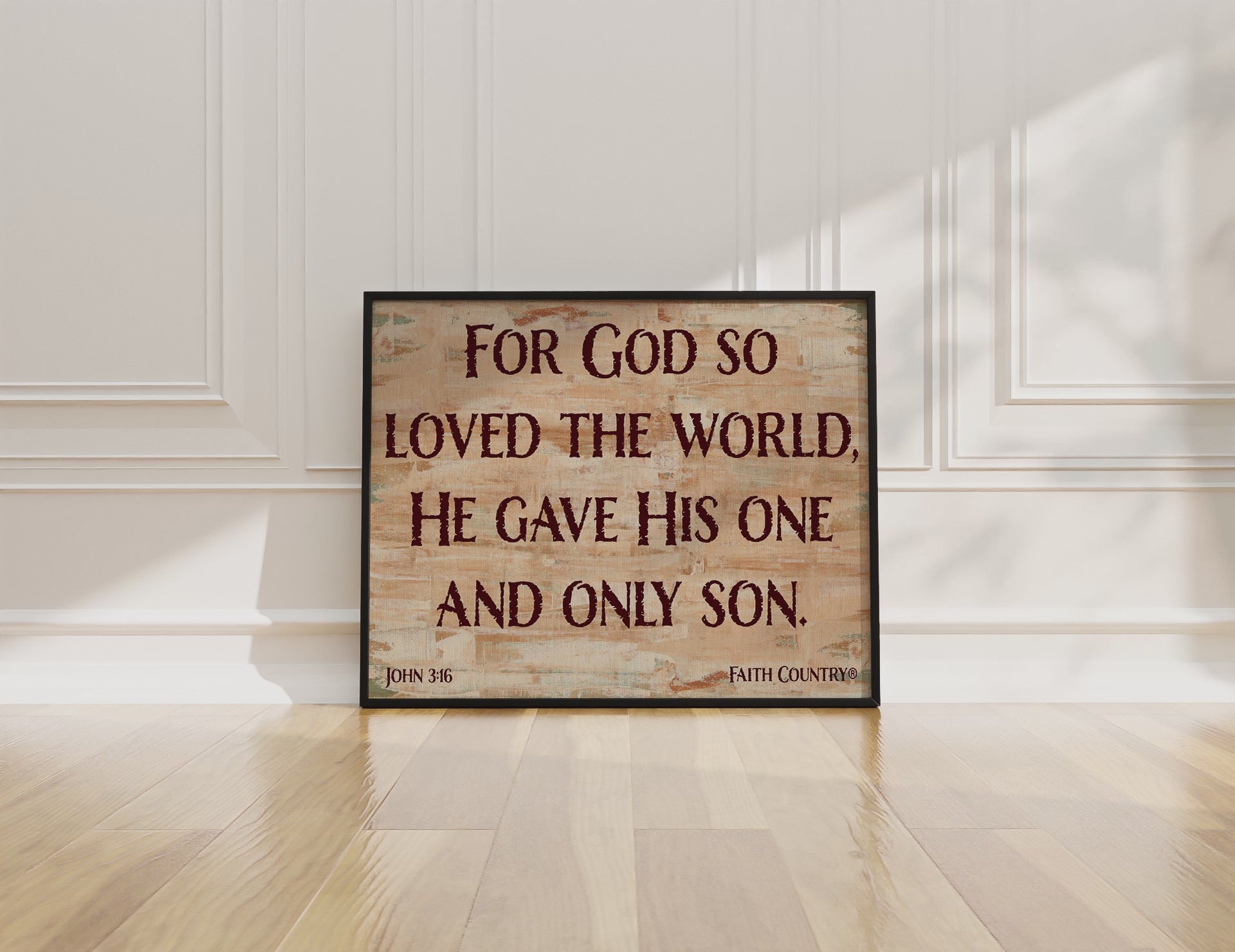 Video showcasing John 3:16 scripture wall art in detail