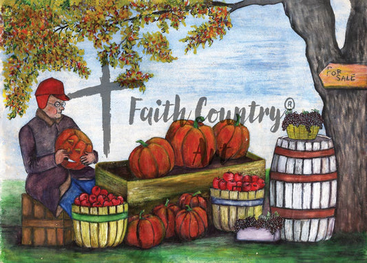 Vintage Pumpkin Stand Digital Download, Fall Farmhouse Wall Art, Rustic Autumn Harvest Painting Printable