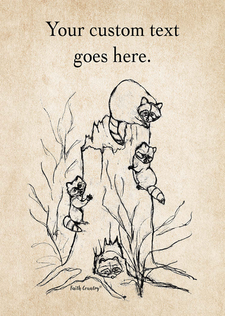 Woodland Raccoons Art Card