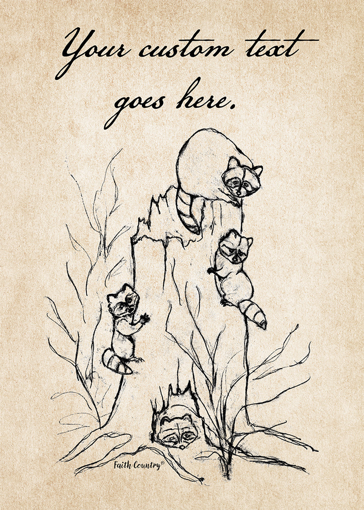 Woodland Raccoons Art Card