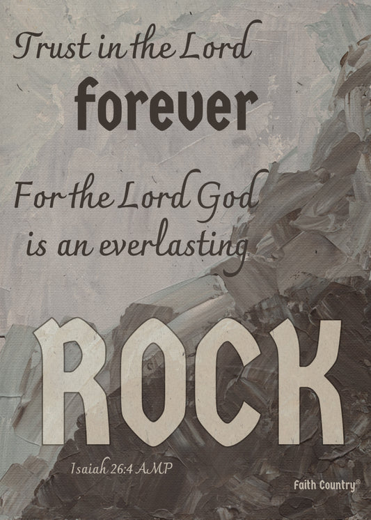 Isaiah 26:4 Scripture Printable, Trust in the Lord Forever Bible Verse Art, Everlasting Rock Christian Wall Decor