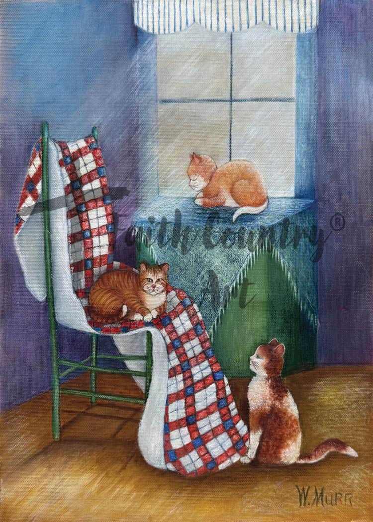 Vintage Cat and Quilt Digital Download, Rustic Country Wall Art, Cozy Farmhouse Printable Decor