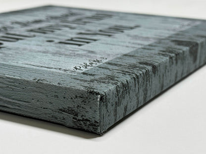 Side angle of canvas showing texture and wrapped edge of Psalm 56:3 scripture art